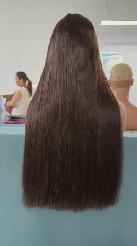 Double Drawn Straight Brown Wig
